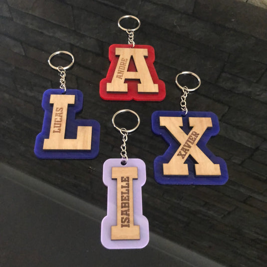 Double Layered Wooden Keyring