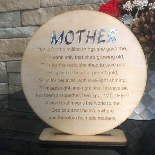 The MOTHER Free Standing Plaque